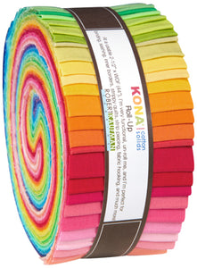 Kona Cotton New Bright Palette Roll Up 2.5" Pre-cut Strips 41 Colors