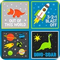 Dino-Soar Curated Fat Quarter Bundle Robert Kaufman Quilting Fabric Dinosaurs in Space