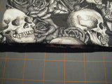 Black Roses & Skulls Cotton Fabric Fat Quarter 17 x 22 Quilting Craft Fabric Halloween