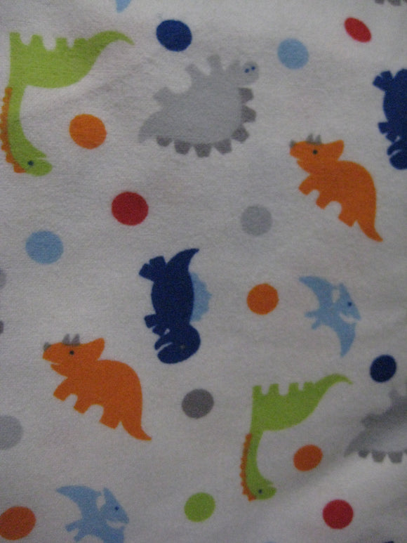 Dinosaurs & Polka Dots Fleece Fabric Kids Baby Cotton Fleece