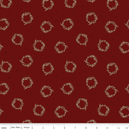 Riley Blake Huckleberry Saltbox Collection Mahogany WREATHS Quilting Fabric