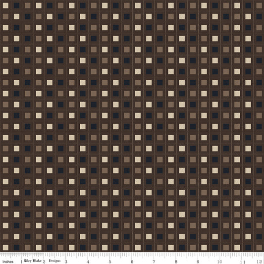 Riley Blake Huckleberry Saltbox Collection Brown BLOCKS Quilting Fabric