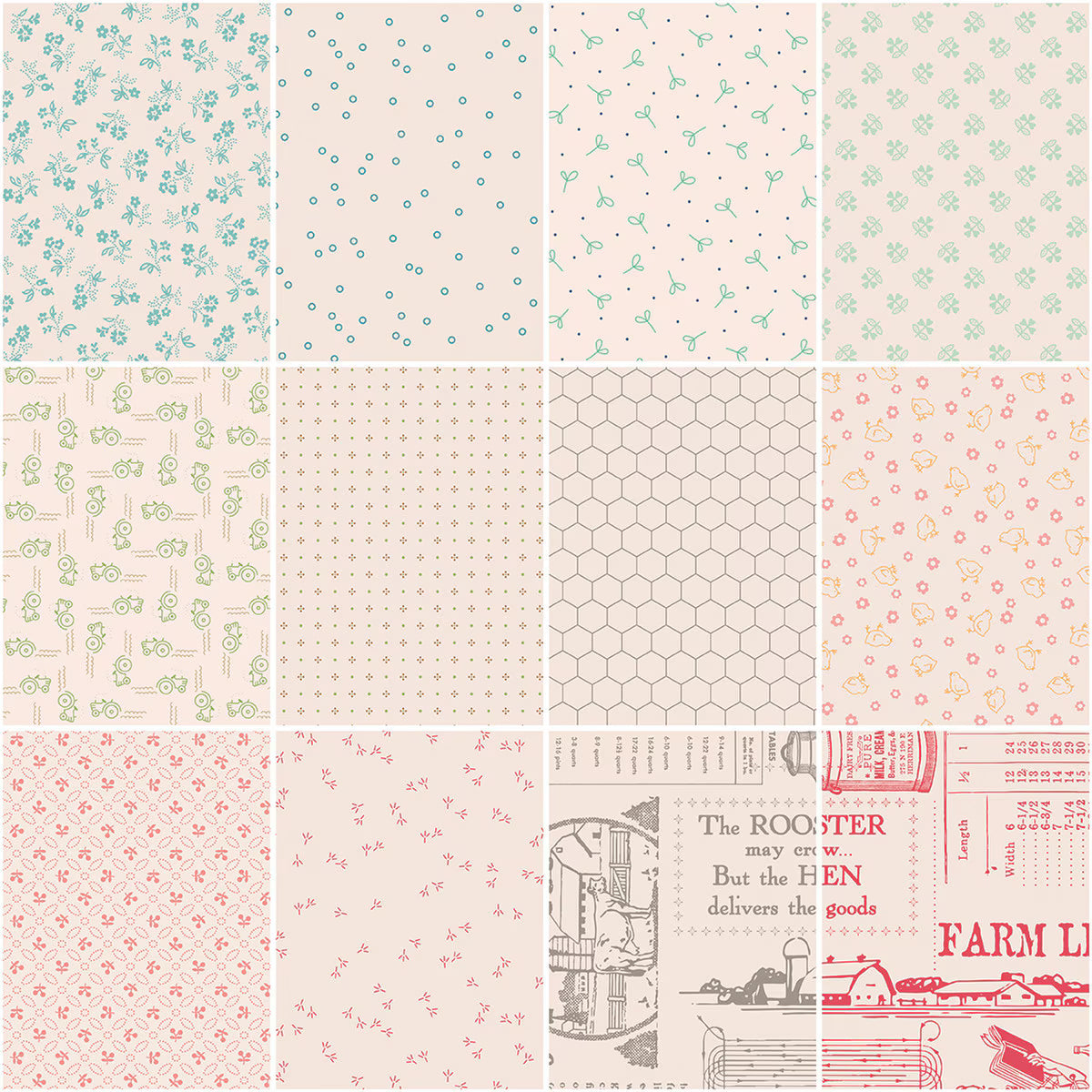 Riley Blake FARMERS DAUGHTER Quilting Fabric 54 Fat Quarter Bundle