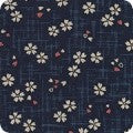 Sevenberry Kasuri Indigo Flowers & Hearts Fabric Robert Kaufman Cotton Quilting Cut to Order