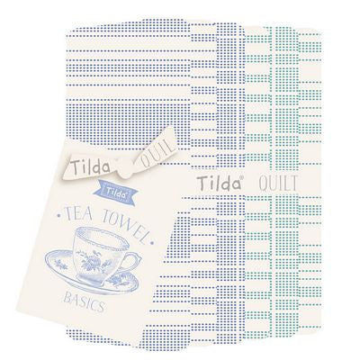 Tilda Fabrics Tea Towel Basics Fat Quarter Bundle Blue Teal