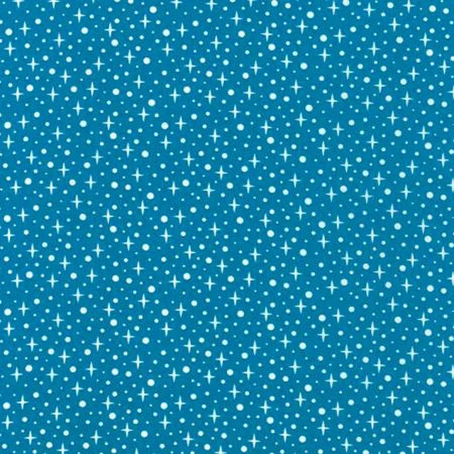 Robert Kaufman PAINTBOX Quilting Fabric TEAL Sparkle Small Stars Bubbles Blender