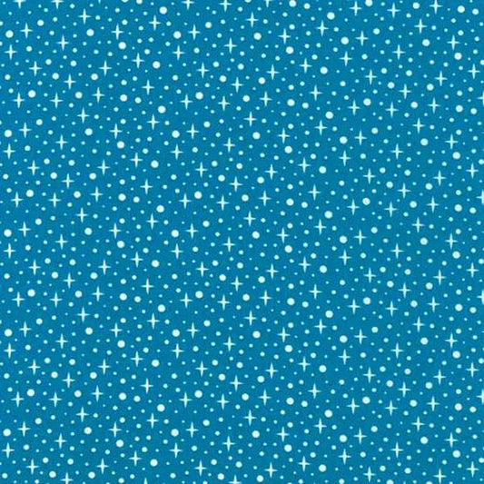 Robert Kaufman PAINTBOX Quilting Fabric TEAL Sparkle Small Stars Bubbles Blender