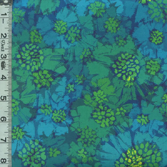 Robert Kaufman WISHWELL Color Wheel Painted Blooms TEAL Quilting Fabric