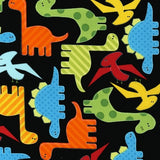 Robert Kaufman Cotton Fabric Bright Dinosaurs 44" Inch Wide Cut to Order