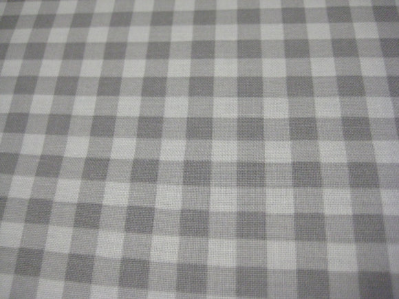 Gray and White Gingham Check Fabric 100% Cotton