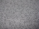 Small Black and Gray Scrolls Fabric 100% Cotton Calico