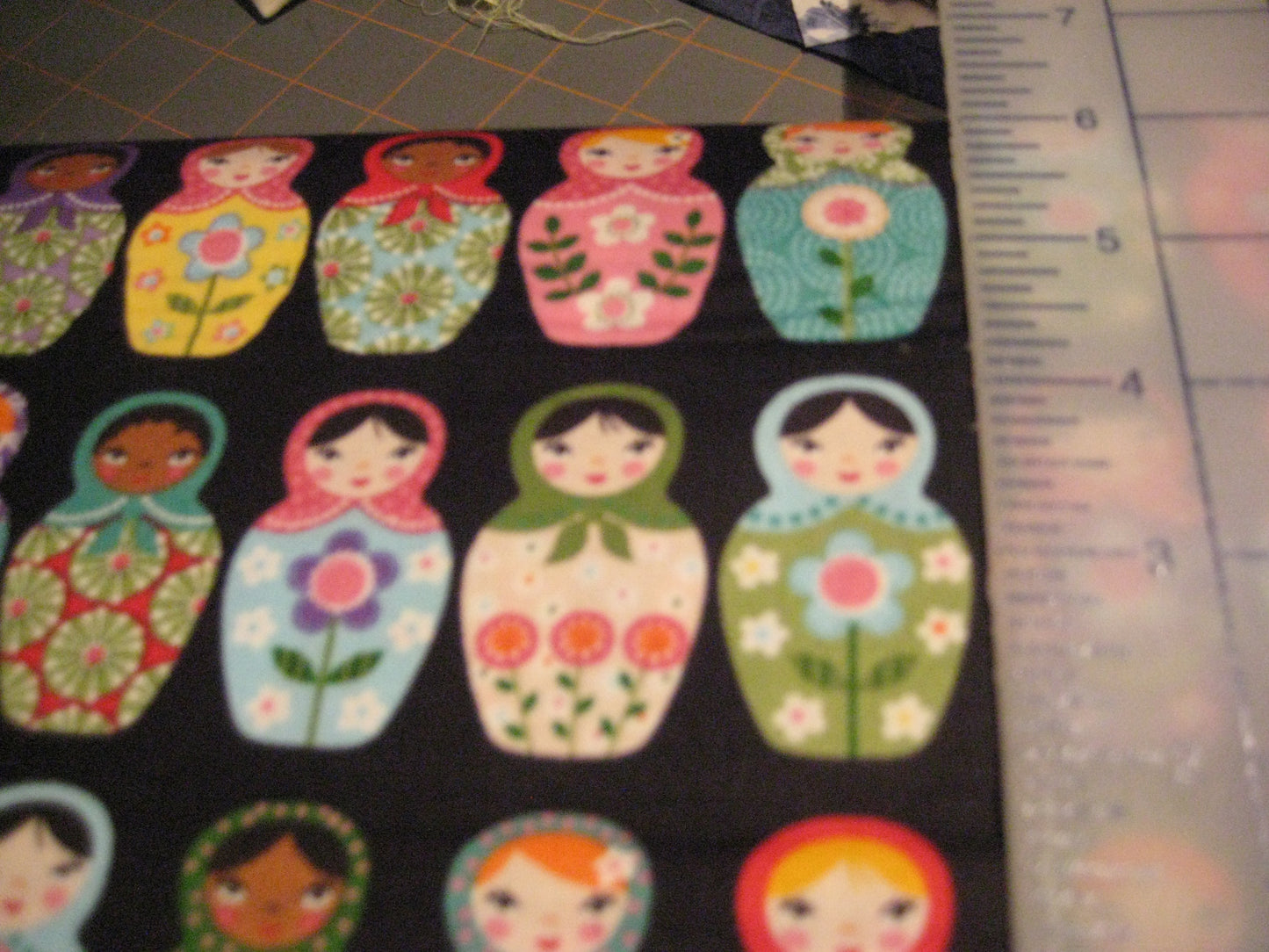 Matryoshka Doll Cotton Fabric Russian Nesting Doll 44" Inch Wide Cut to Order