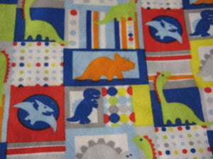 Dinosaurs Flannel Fabric Kids Baby Cotton Fleece Bright Colors Patchwork