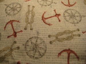 Nautical Anchor Print Fabric Cotton Quilting Craft Fabric