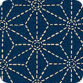 Sevenberry Kasuri Indigo Stitched Hexagon Flower Fabric Robert Kaufman Cotton Quilting Cut to Order