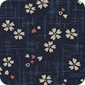 Sevenberry Kasuri Indigo Flowers & Hearts Fabric Robert Kaufman Cotton Quilting Cut to Order