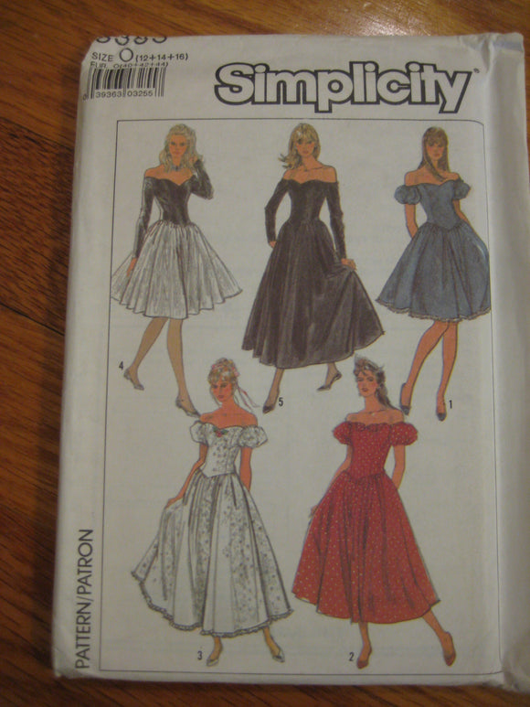 Vintage Simplicity 8383 Sewing Pattern 1980's Dress Fitted Bodice